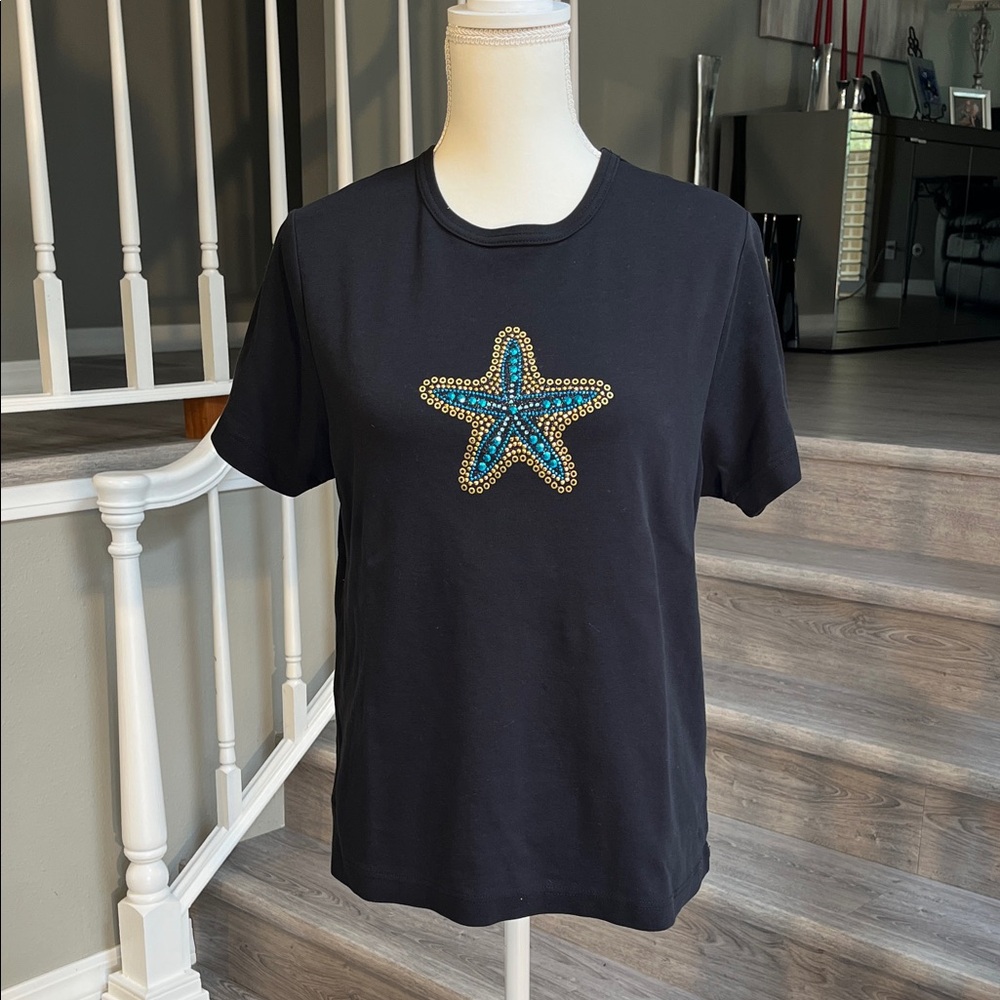 Black Starfish Embellished Tee